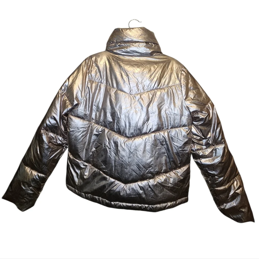 Abercrombie & Fitch Metallic Gold Mini Puffer Jacket - Size M